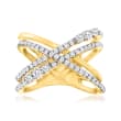 .75 ct. t.w. Diamond Crisscross Ring in 18kt Gold Over Sterling