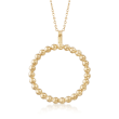 14kt Yellow Gold Beaded Open Circle Pendant Necklace