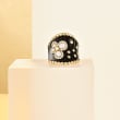 Black Onyx and White Agate Ring with Black Enamel and .70 ct. t.w. Diamonds in 18kt Yellow Gold