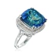 12.00 Carat Multicolored Blue Quartz and .30 ct. t.w. White Topaz Ring in Sterling Silver