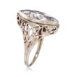 C. 1950 Vintage 2.50 Carat Aquamarine Marquise Ring in 14kt White Gold
