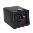 &quot;Windsor&quot; Black and Purple Single Watch Winder with Cover by Wolf Designs