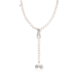 Mikimoto 7.5-8mm A+ Akoya Pearl Necklace with .98 ct. t.w. Diamond Ribbon in 18kt White Gold
