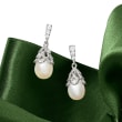 8mm Cultured Pearl and .15 ct. t.w. CZ Drop Earrings in Sterling Silver