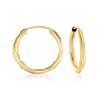 Italian 14kt Yellow Gold Endless Hoop Earrings with Removable Cross Charms