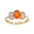 Fire Opal and .11 ct. t.w. Diamond Bow Ring in 14kt Yellow Gold