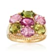 4.90 ct. t.w. Multicolored Tourmaline with Diamond Accents in 14kt Yellow Gold