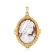 Carved Shell Cameo Pendant with Diamond Accent in 18kt Yellow Gold
