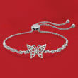 .30 ct. t.w. Diamond Butterfly Bolo Bracelet in Sterling Silver