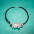 Sterling Silver Over Resin Starfish and Seashells Necklace with Black Leather