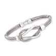ALOR Men's Gray Stainless Steel Cable Knot Bracelet