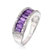1.10 ct. t.w. Amethyst and .30 ct. t.w. White Zircon Ring in Sterling Silver