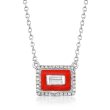 .15 ct. t.w. Diamond Rectangle Necklace with Red Enamel in 18kt White Gold