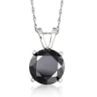 3.00 Carat Black Diamond Solitaire Necklace in 14kt White Gold