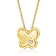 Phillip Gavriel &quot;Italian Cable&quot; 14kt Yellow Gold Butterfly Pendant Necklace with Diamond Accent