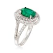 2.20 Carat Emerald and .91 ct. t.w. Diamond Double Halo Ring in 14kt White Gold
