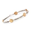 C. 2000 Vintage Sterling Silver and 14kt Yellow Gold Seashell Bracelet