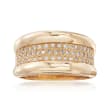 C. 1990 Vintage .50 ct. t.w. Pave Diamond Wide Ring in 14kt Yellow Gold
