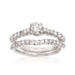 1.16 ct. t.w. Diamond Bridal Set: Engagement and Wedding Rings in 14kt White Gold