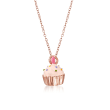 Child's Multicolored Enamel Cupcake Pendant Necklace in 14kt Rose Gold Over Sterling