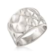 Italian Sterling Silver Quilted-Top Ring