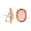 C. 1960 Vintage Pink Coral and 2.00 ct. t.w. Diamond Earrings in 18kt Yellow Gold