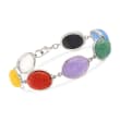 Multicolored Jade Scarab Bracelet in Sterling Silver