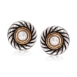 C. 2000 Vintage David Yurman 4mm Cultured Pearl Earrings in Sterling Silver with 14kt Yellow Gold