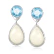 Mother-Of-Pearl and 4.00 ct. t.w. Blue Topaz Drop Earrings in Sterling Silver