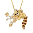 .60 ct. t.w. Multi-Gemstone Red Panda Pin/Pendant Necklace in 18kt Gold Over Sterling