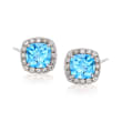 .40 ct. t.w. Blue and White Topaz Stud Earrings in Sterling Silver