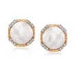 C. 1970 Vintage 15mm Mabe Pearl and .35 ct. t.w. Diamond Clip-On Earrings in 14kt Yellow Gold