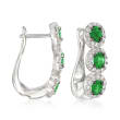 1.00 ct. t.w. Emerald and .63 ct. t.w. Diamond Drop Earrings in 18kt White Gold