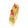 .14 ct. t.w. Garnet and Citrine Leaf Ring with Red and Yellow Enamel in 18kt Gold Over Sterling