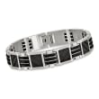 Men's Stainless Steel Bracelet with Black Carbon Fiber and Rubber Inlay  9&quot;