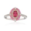 Gregg Ruth .40 Carat Rubellite and .37 ct. t.w. Diamond Ring With Pink Sapphires in 18kt White Gold
