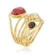 Multi-Stone Five-Row Ring in 14kt Gold Over Sterling