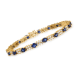 C. 1990 Vintage 8.50 ct. t.w. Sapphire and 2.55 ct. t.w. Diamond Bracelet in 18kt Yellow Gold