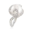 9.5-9.75mm Cultured Pearl Ring with Diamond Accents in 14kt White Gold
