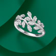 .33 ct. t.w. Diamond Laurel Leaf Bypass Ring in Sterling Silver