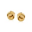 14kt Yellow Gold Large Textured and Polished Love Knot Stud Earrings