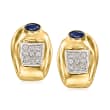 C. 1980 Vintage .75 ct. t.w. Diamond and .70 ct. t.w. Sapphire Earrings in 18kt Yellow Gold