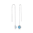 3.70 ct. t.w. Swiss Blue and White Topaz Threader Earrings in Sterling Silver