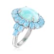 Larimar and 2.20 ct. t.w. Blue Topaz Ring in Sterling Silver