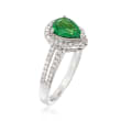 .90 Carat Pear-Shaped Tsavorite and .30 ct. t.w. Diamond Halo Ring in 14kt White Gold