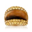 C. 1990 Vintage TigerS Eye and 3.00 ct. t.w. Citrine Ring in 14kt Yellow Gold