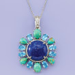 3.30 ct. t.w. Swiss Blue Topaz and Multi-Stone Pendant Necklace in Sterling Silver