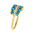 1.20 ct. t.w. London Blue Topaz Ring with .20 ct. t.w. Diamonds in 18kt Gold Over Sterling