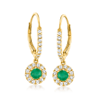 .50 ct. t.w. Emerald and .70 ct. t.w. White Zircon Drop Earrings in 18kt Gold Over Sterling