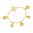 18kt Gold Over Sterling Lucky Symbol Paper Clip Link Charm Bracelet